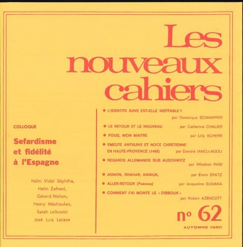 Les Nouveaux Cahiers N°062 (Automne 1980)